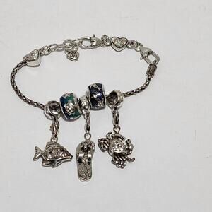 Brighton nautical fish, crab, sandal charm bracelet‎